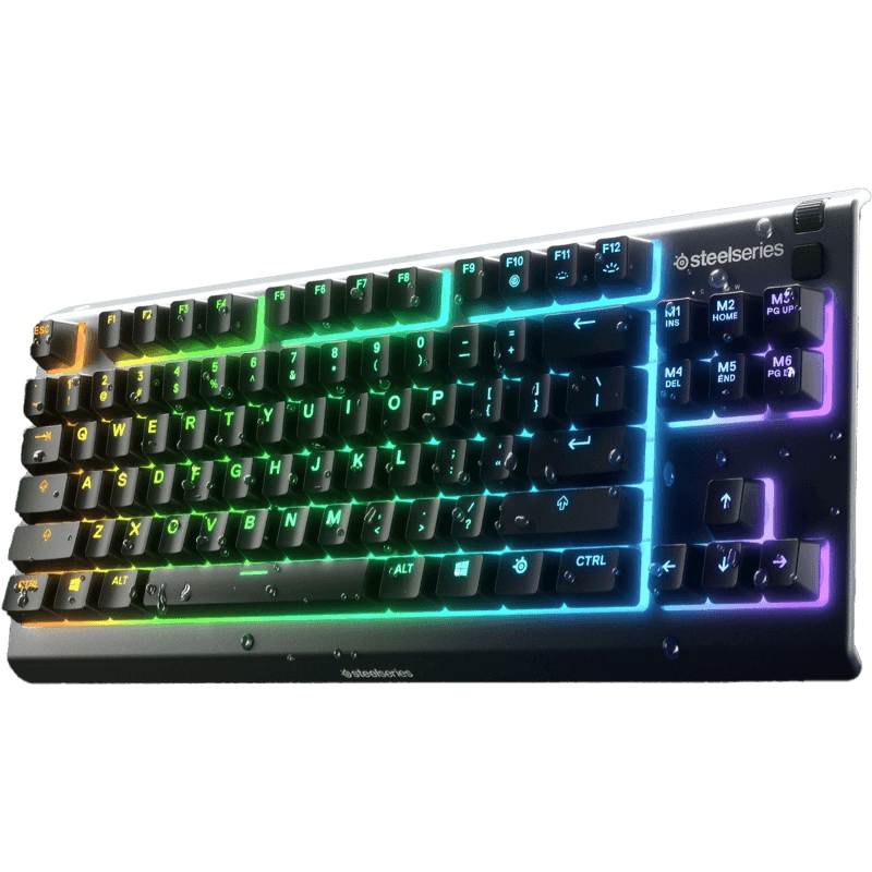 Klawiatura SteelSeries Apex 3 TKL US czarna front lewy skos