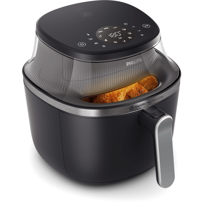 PHILIPS Frytkownica Ovi XL 7,2l z okienkiem Seria 3000 NA341/00 czarna front prawy obrót