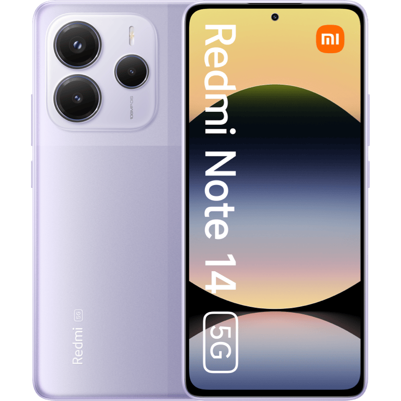 Xiaomi Redmi Note 14 5G 8/256 GB fioletowy front i tył